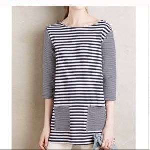 Amour Vert Stitch Fix Nautical Striped Dress Organic Cotton Navy & White Small